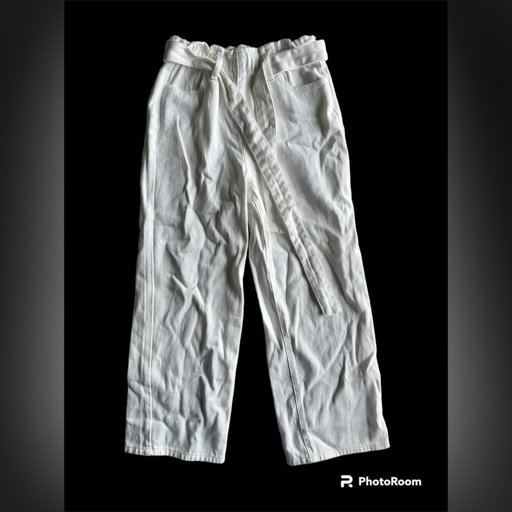 Shein TEEN white cotton tie up flare pants​​​​​